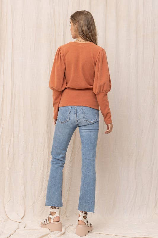 Brushed Puff Sleeve Top