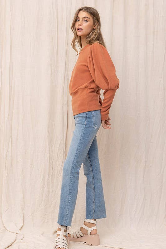 Brushed Puff Sleeve Top