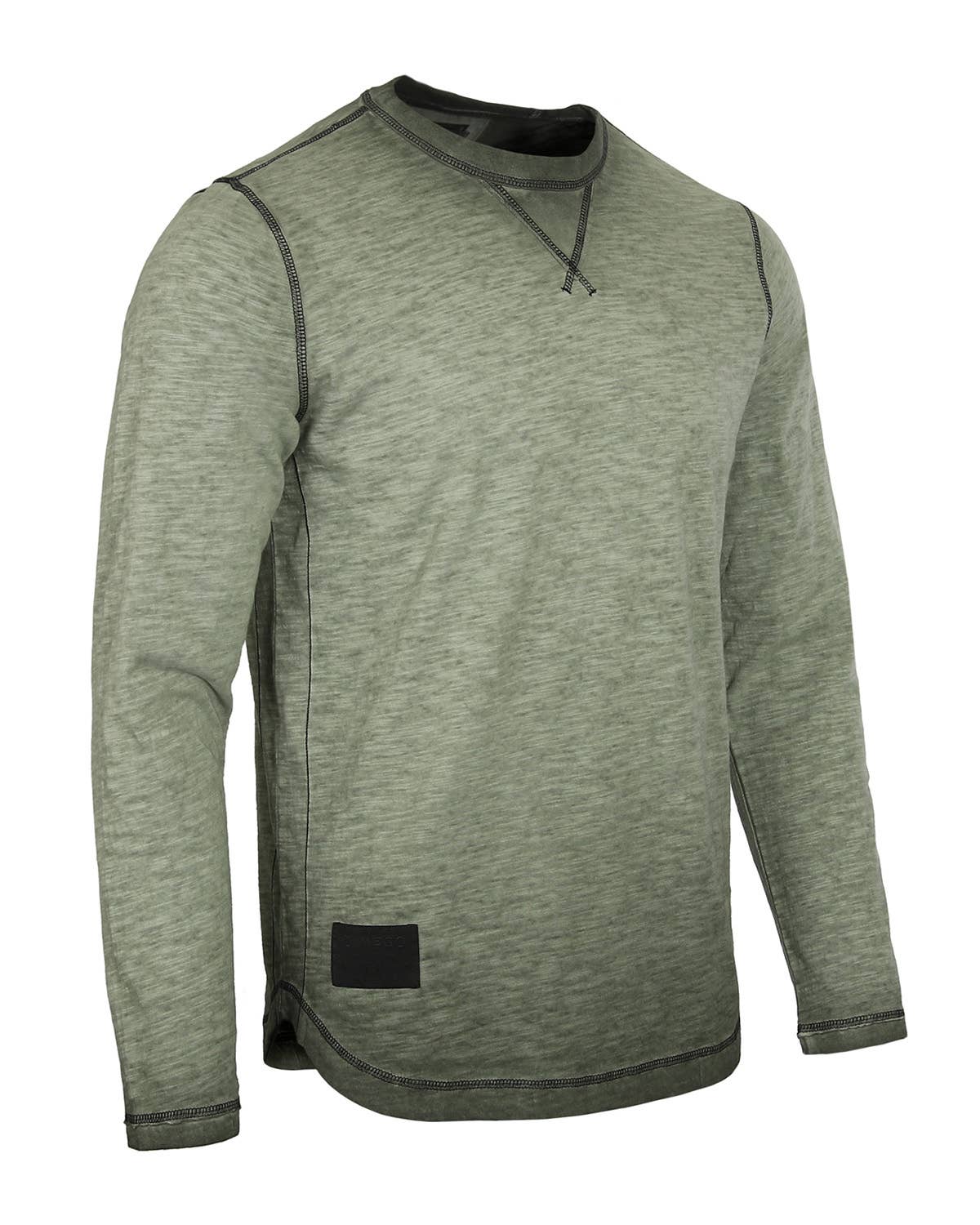 Men's Long Sleeve Crew Neck Vintage Garment Wash T-Shirt