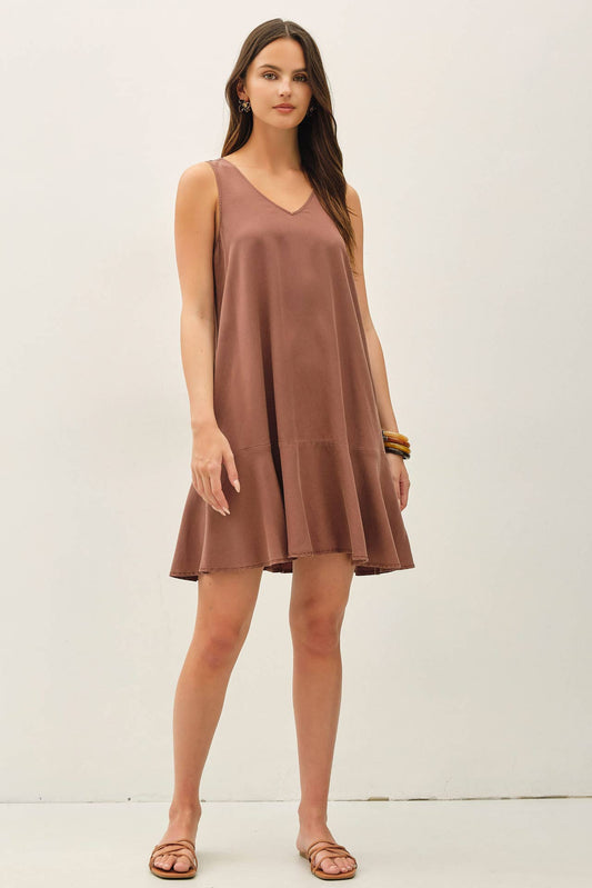 Ruffle Hem Tencel Mini Dress