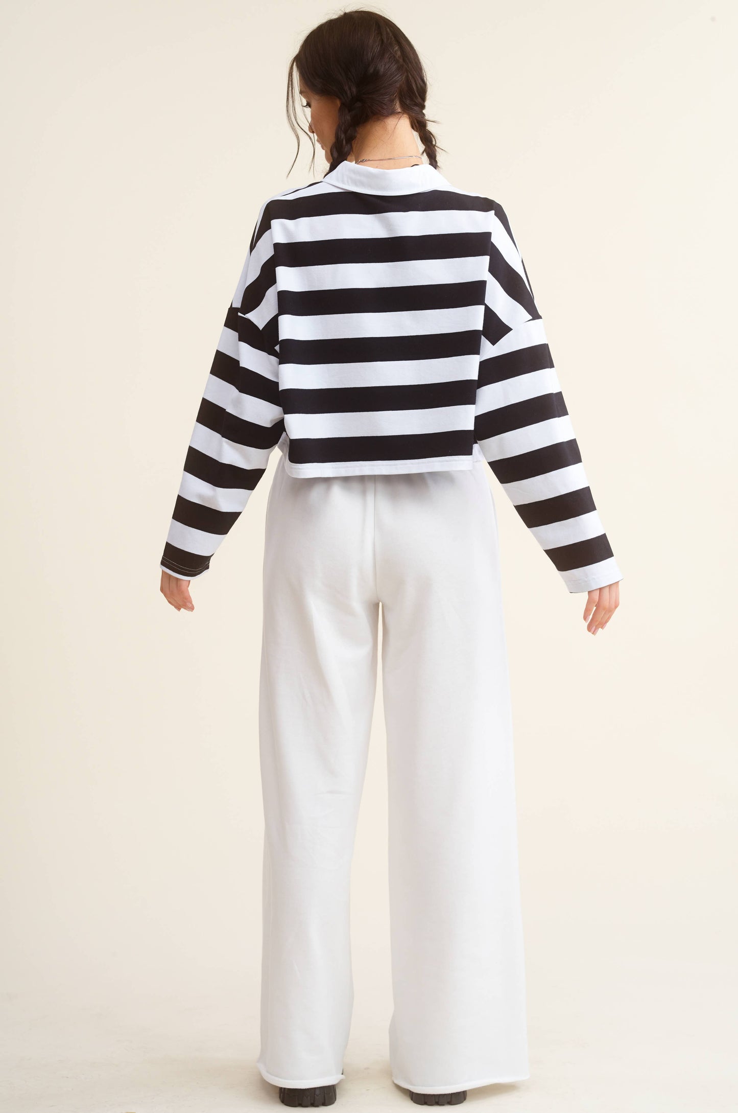 Wide Leg Cotton Raw Hem Sweatpants