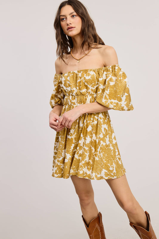 Floral Print Linen Mini Dress