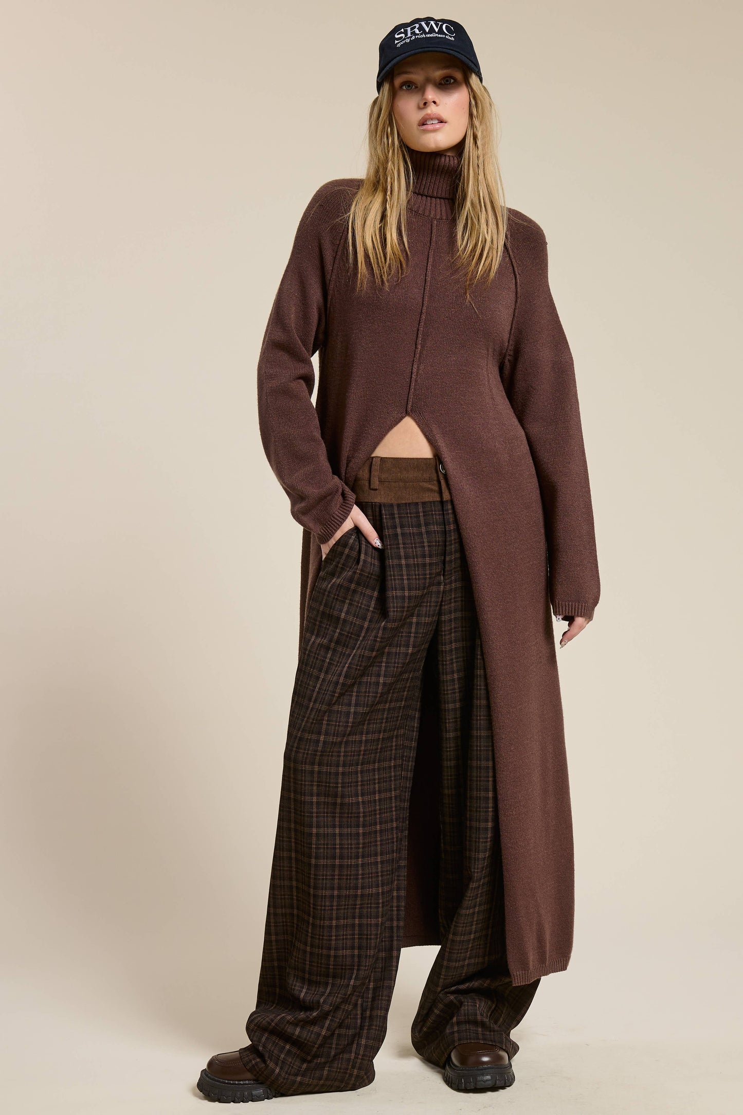 Ribbed Turtleneck Tunic Sweater Dress