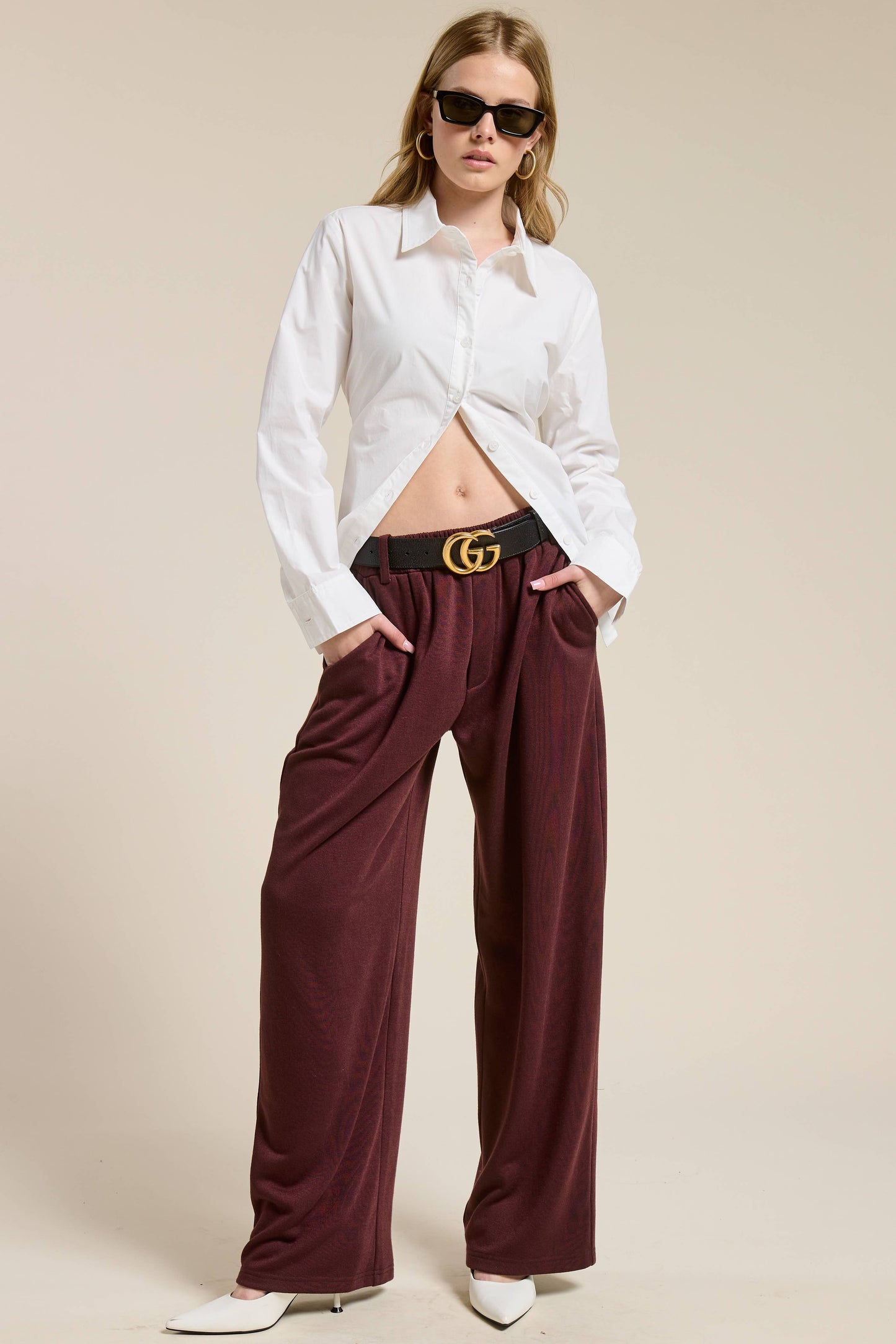 Tailored Wide Leg Knit Sweatpants