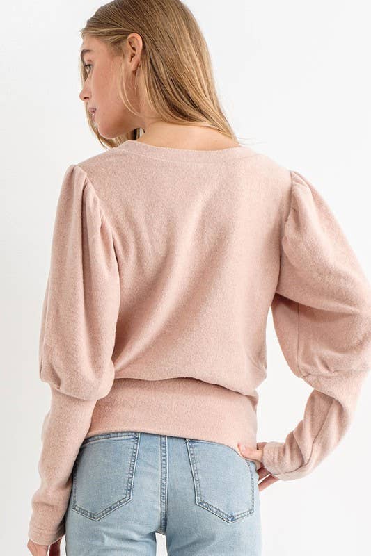 Brushed Puff Sleeve Top