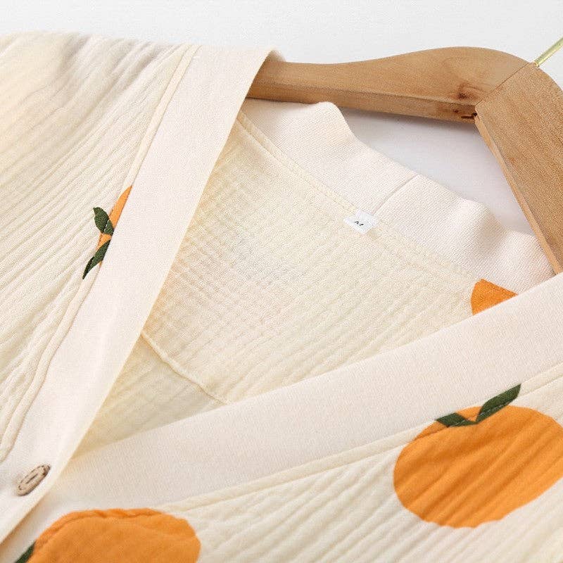 Fruit And Gingham Print Pajama Set