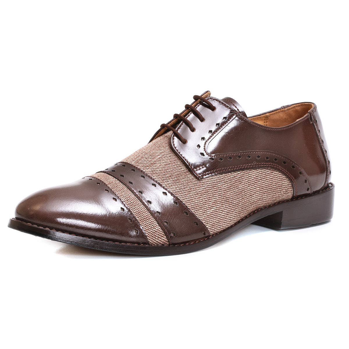 Leather Textile Derby Style Men Dress Shoes