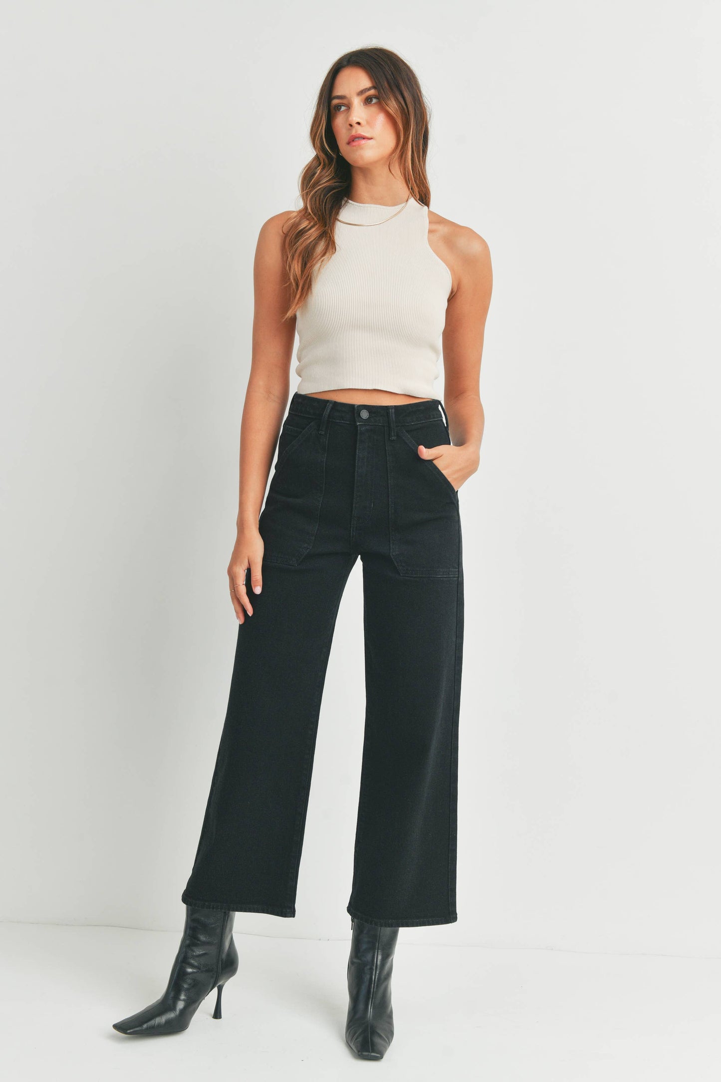 Black Cargo Wide Leg