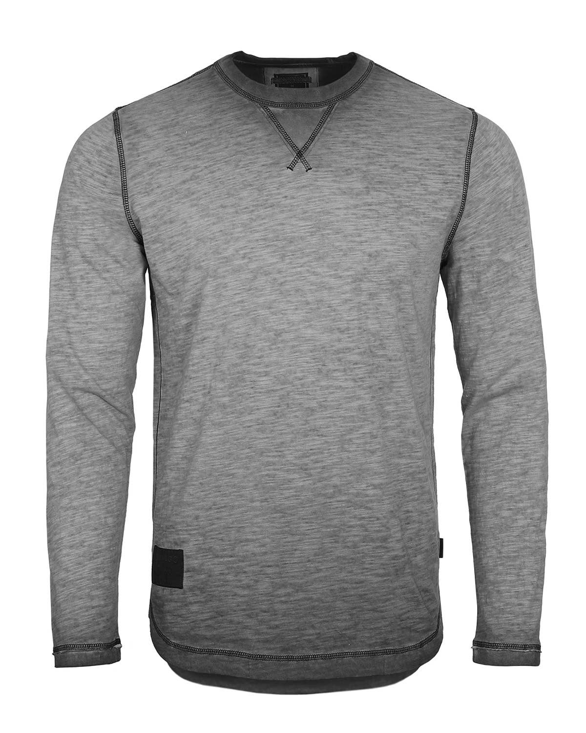 Men's Long Sleeve Crew Neck Vintage Garment Wash T-Shirt