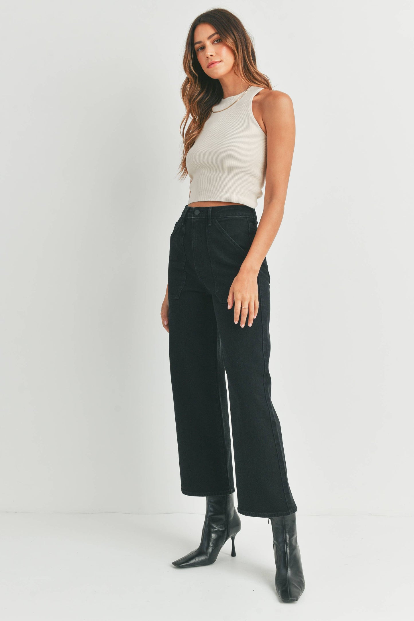 Black Cargo Wide Leg