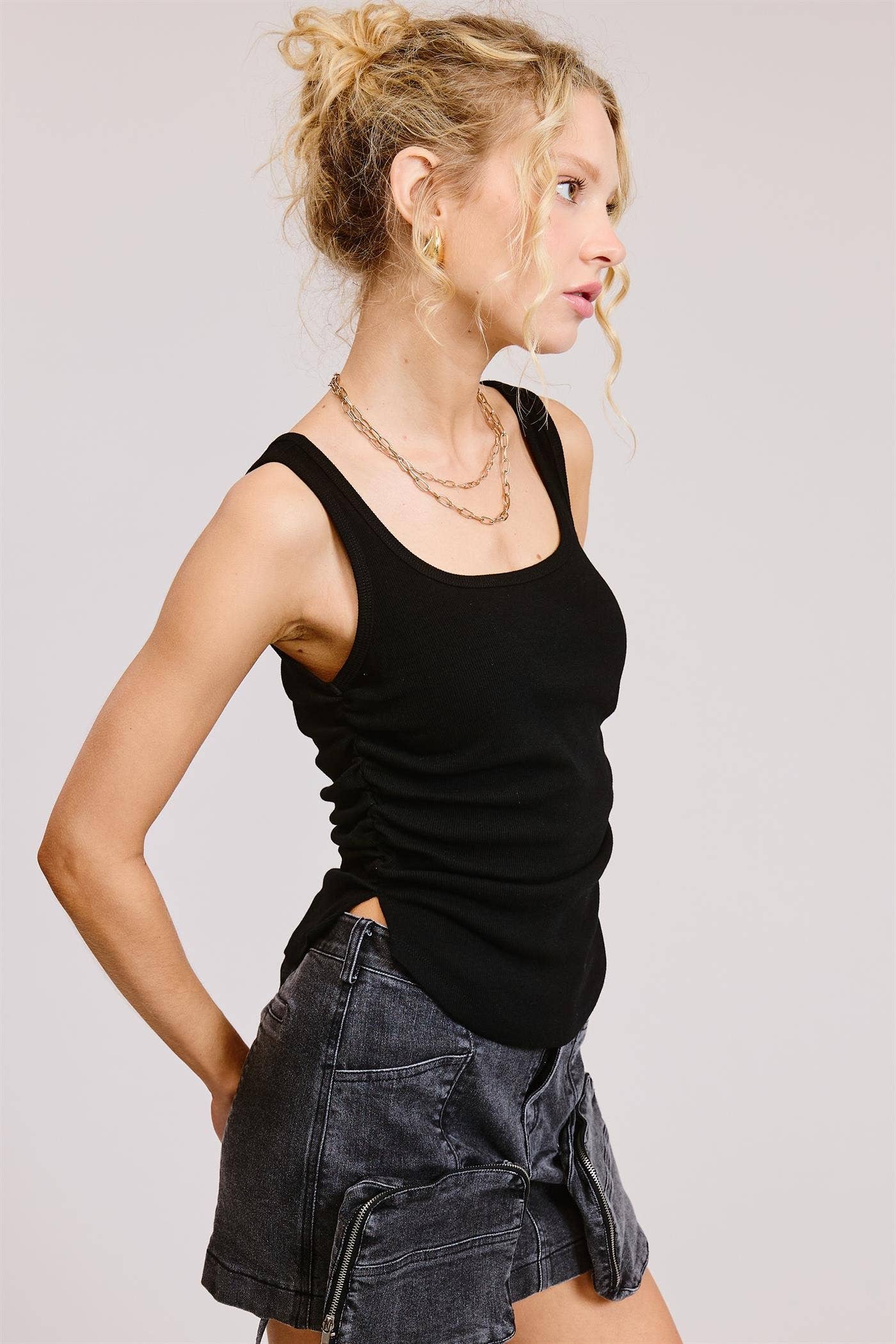 Ruched Ribbed Tank Top