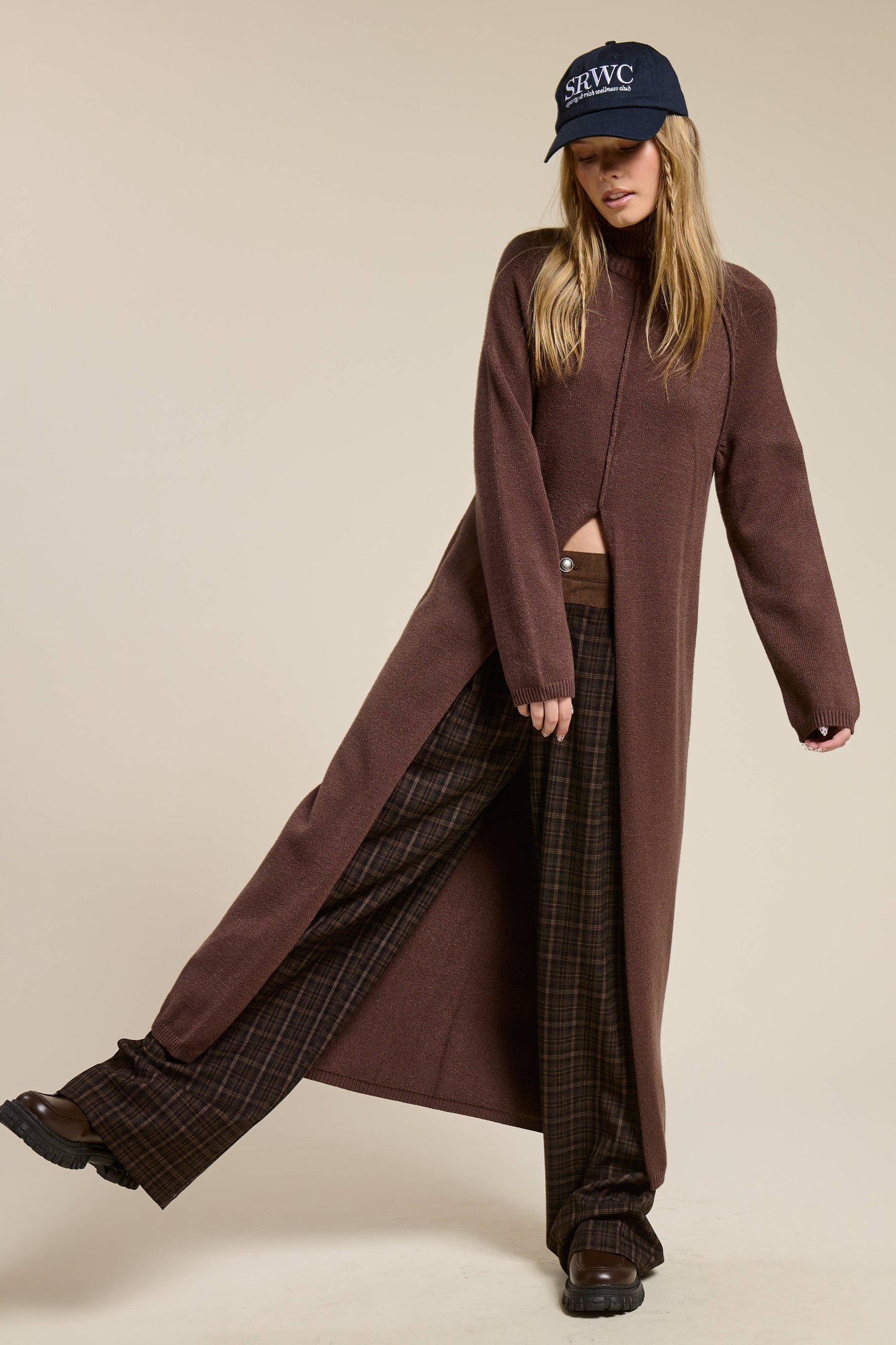 Ribbed Turtleneck Tunic Sweater Dress