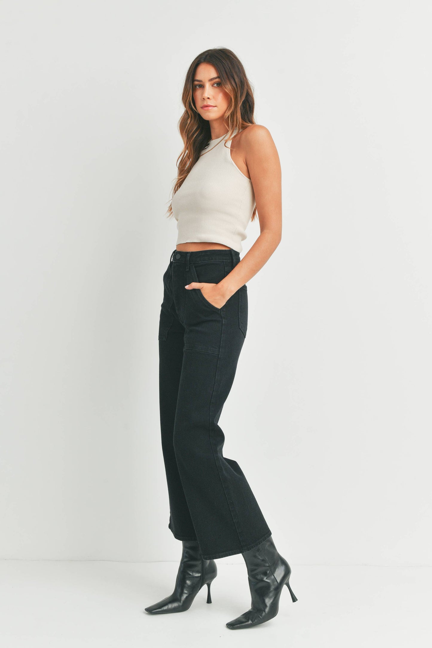 Black Cargo Wide Leg