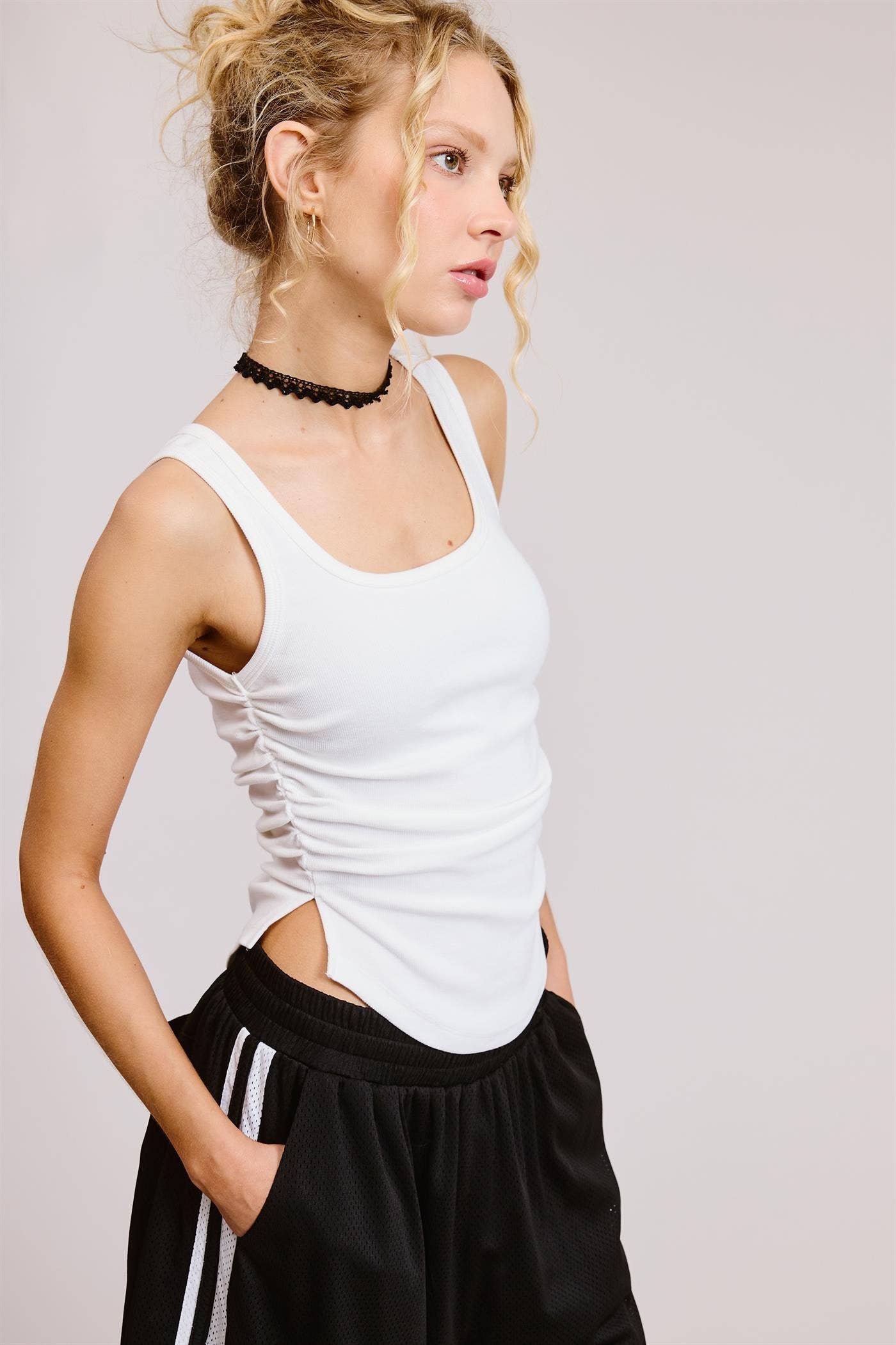Ruched Ribbed Tank Top