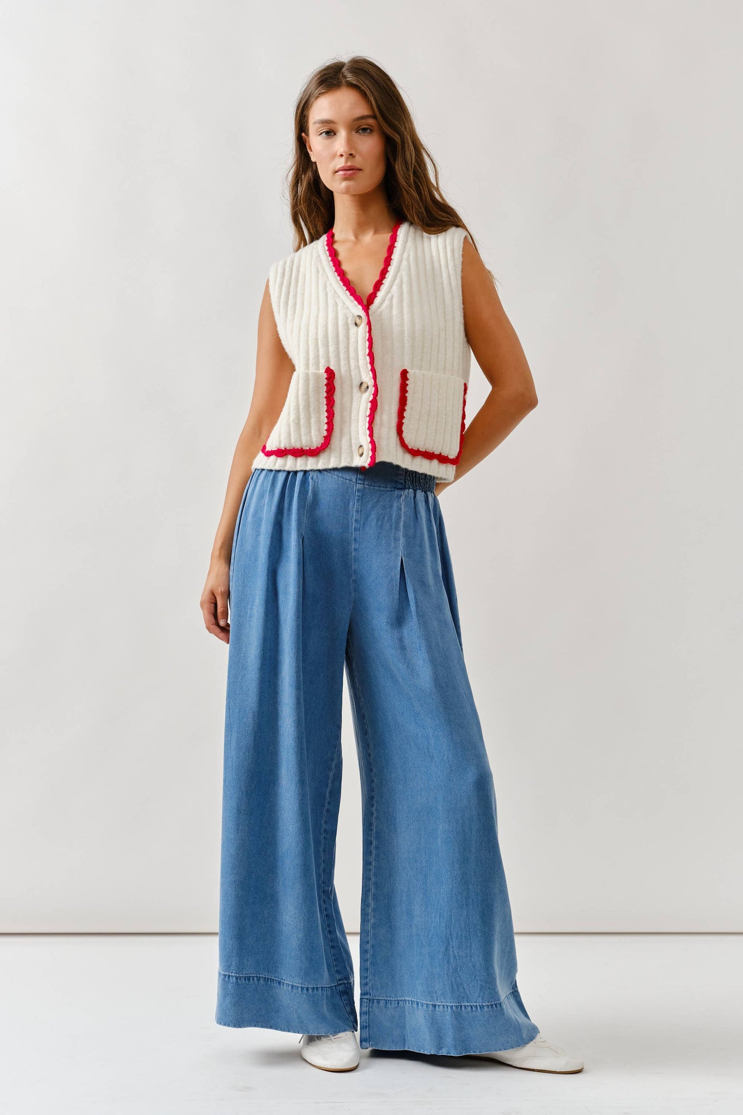Smocked Waist Super Soft Wide-Leg Pants