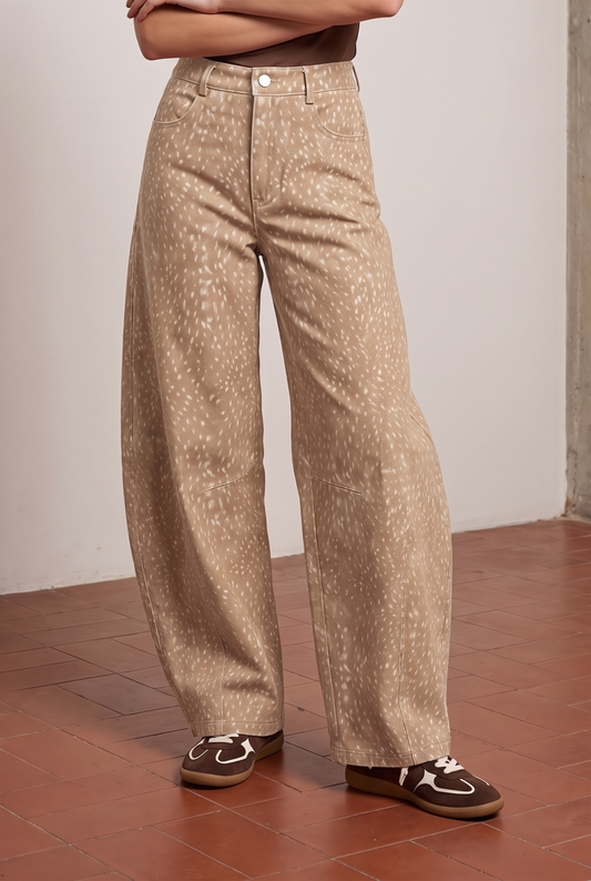 BAMBI PRINT TWILL BARREL PANTS