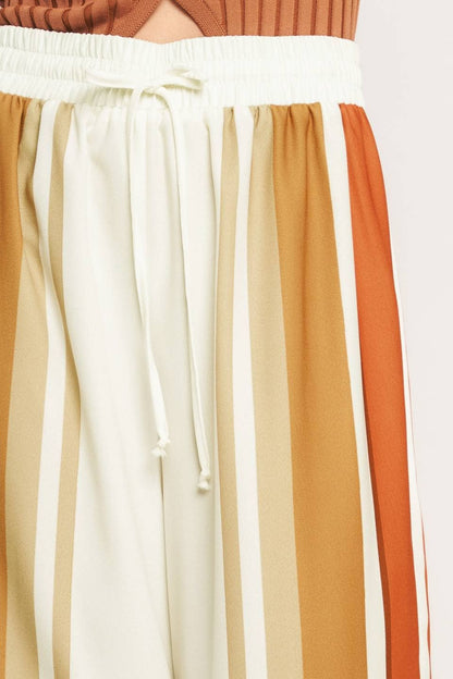 Ivory & Rust Striped Wide-Leg Pant