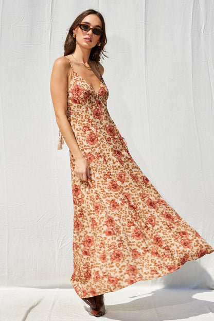 Floral Open Back Maxi Dress
