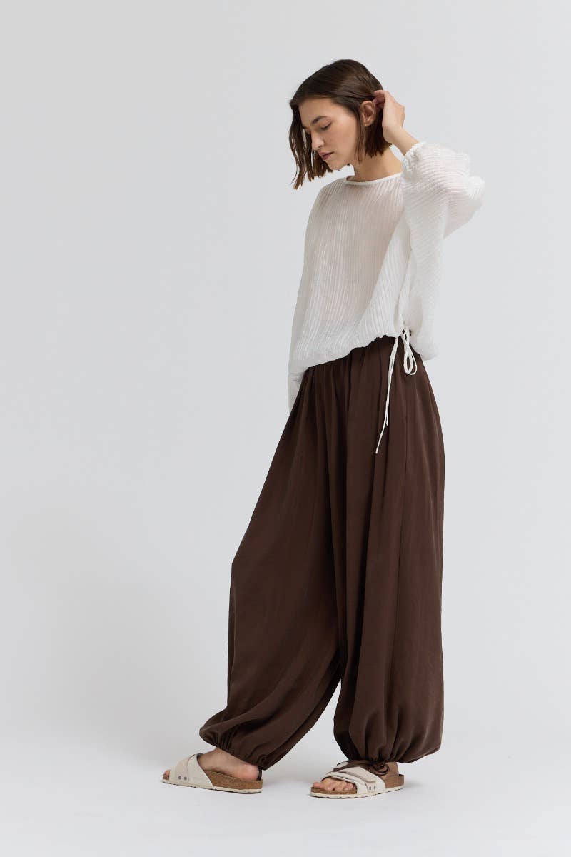 Shirred Sleeve Tencel Blouse