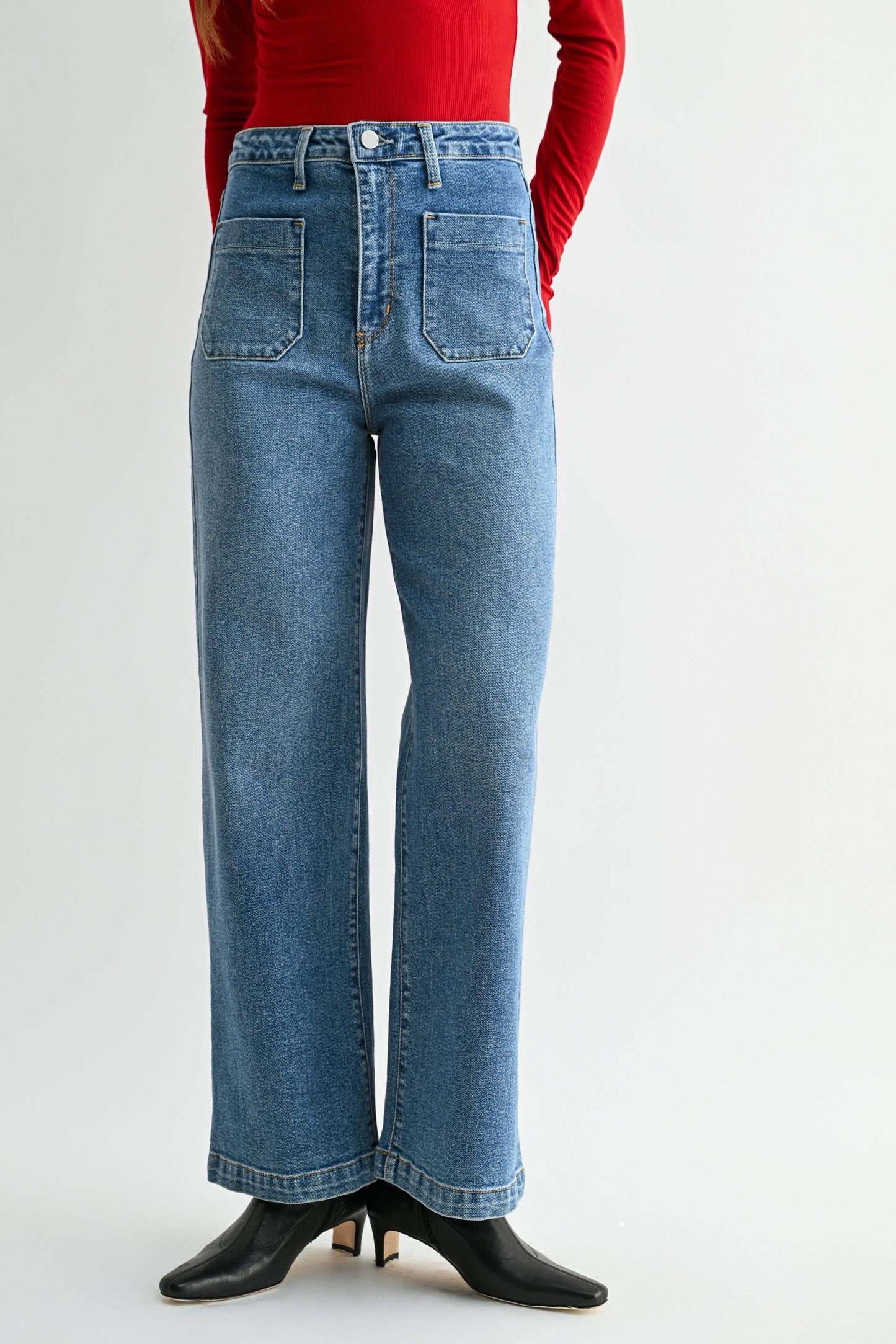Best Selling Jean!!!!!!! Patch Pocket Wide Leg Jean