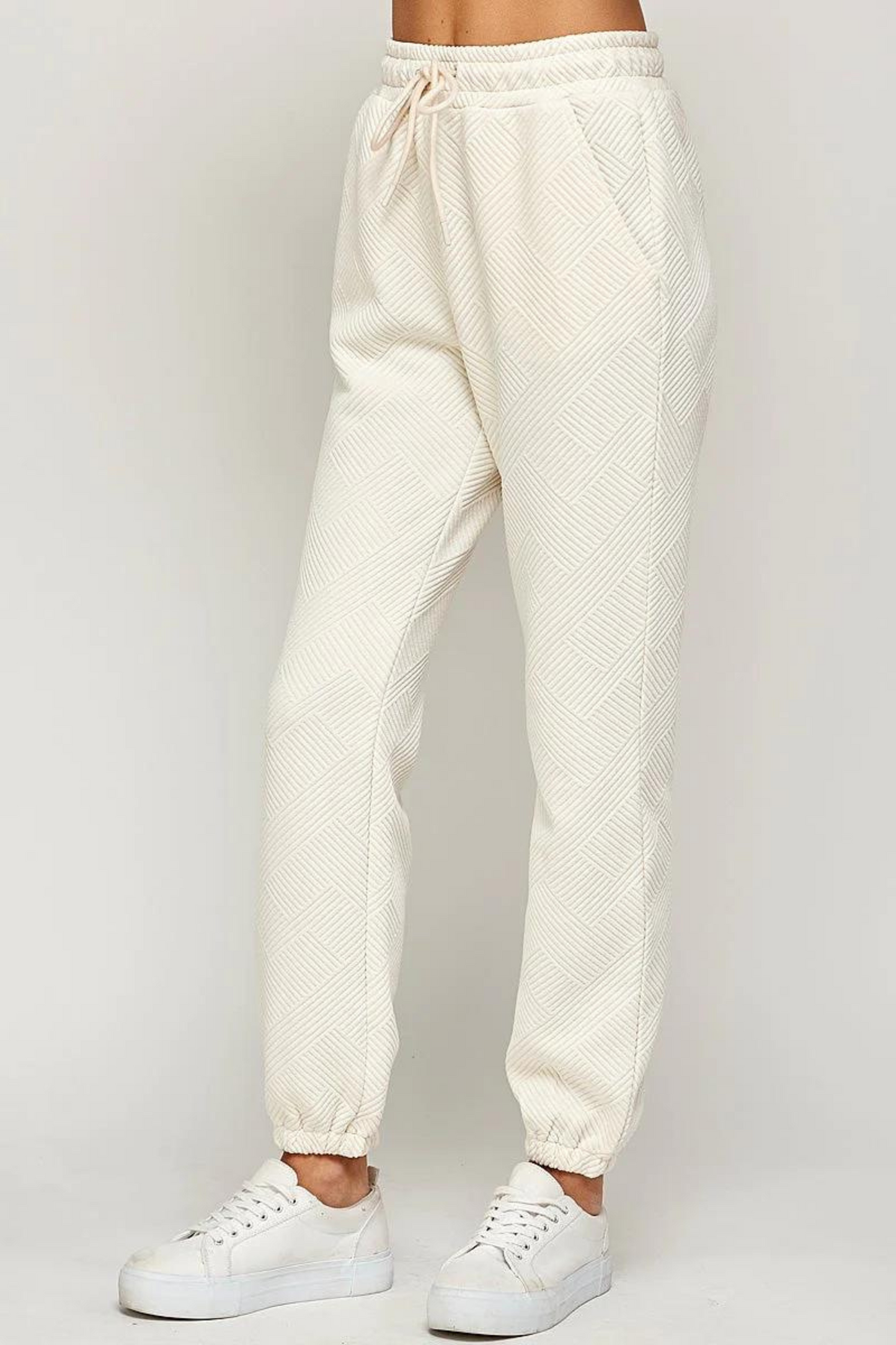 Textured Joggers - Cream