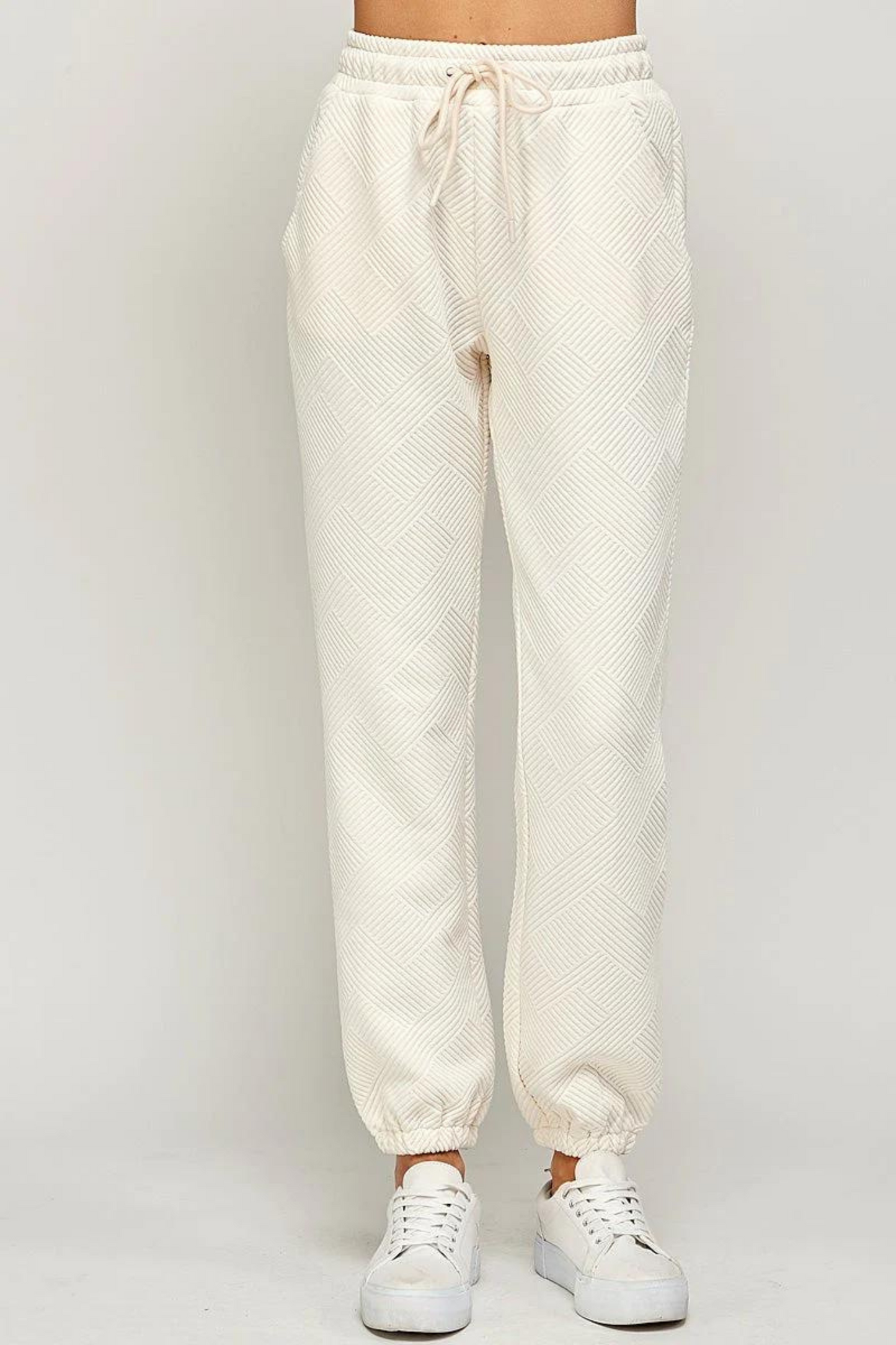 Textured Joggers - Cream