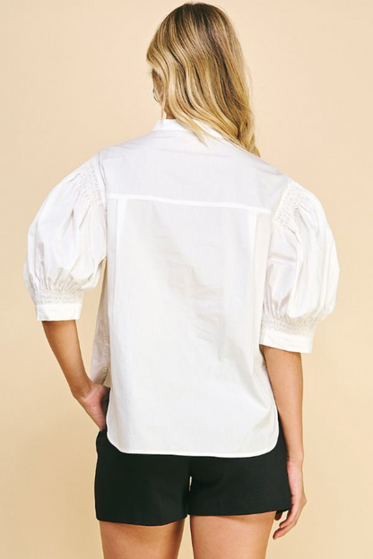 Mandarin Collar Button-Down Shirt