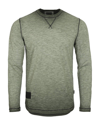 Men's Long Sleeve Crew Neck Vintage Garment Wash T-Shirt