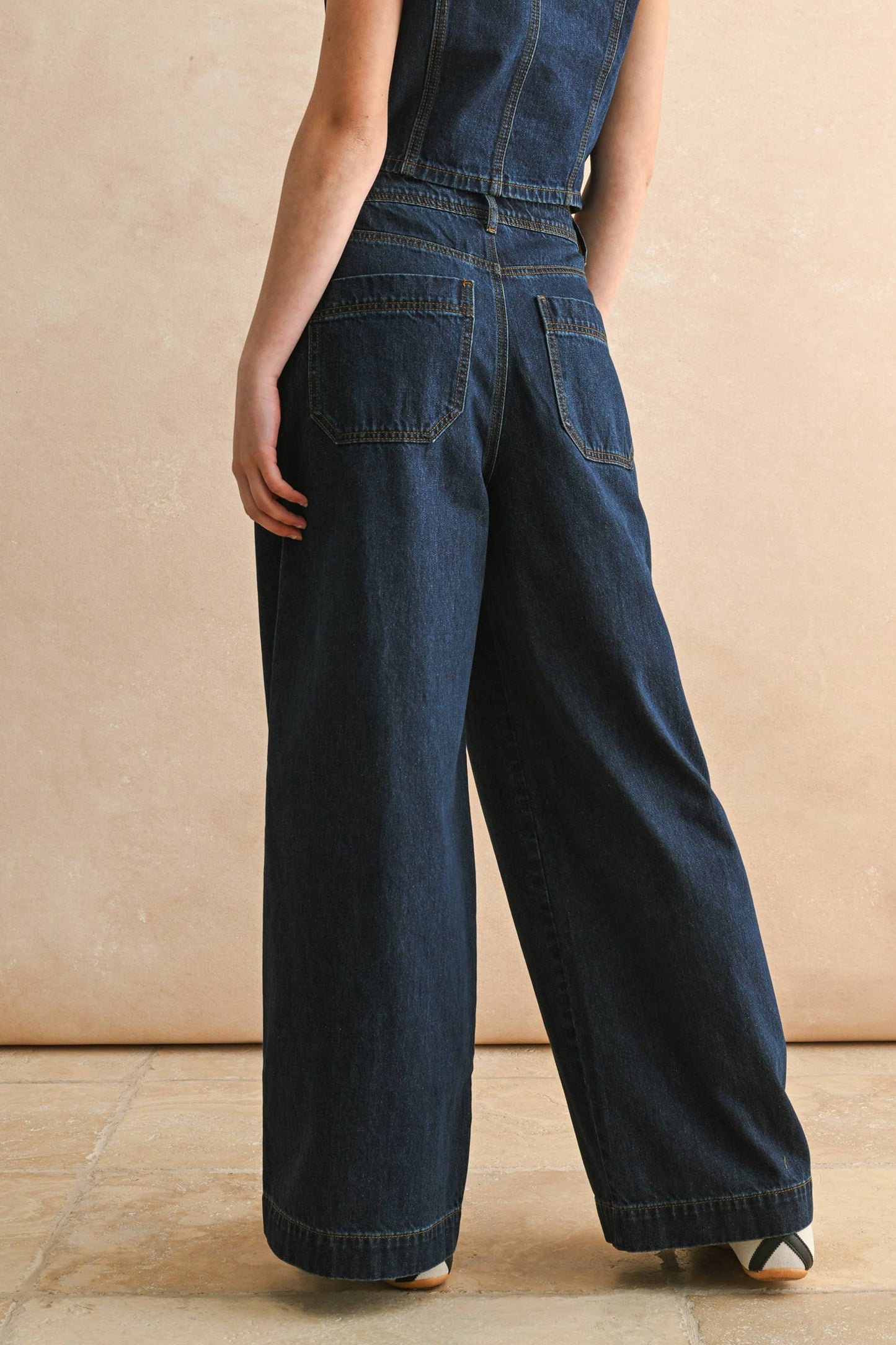 DARK DENIM WIDE LEG PANTS