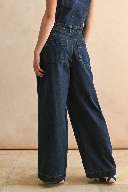 DARK DENIM WIDE LEG PANTS
