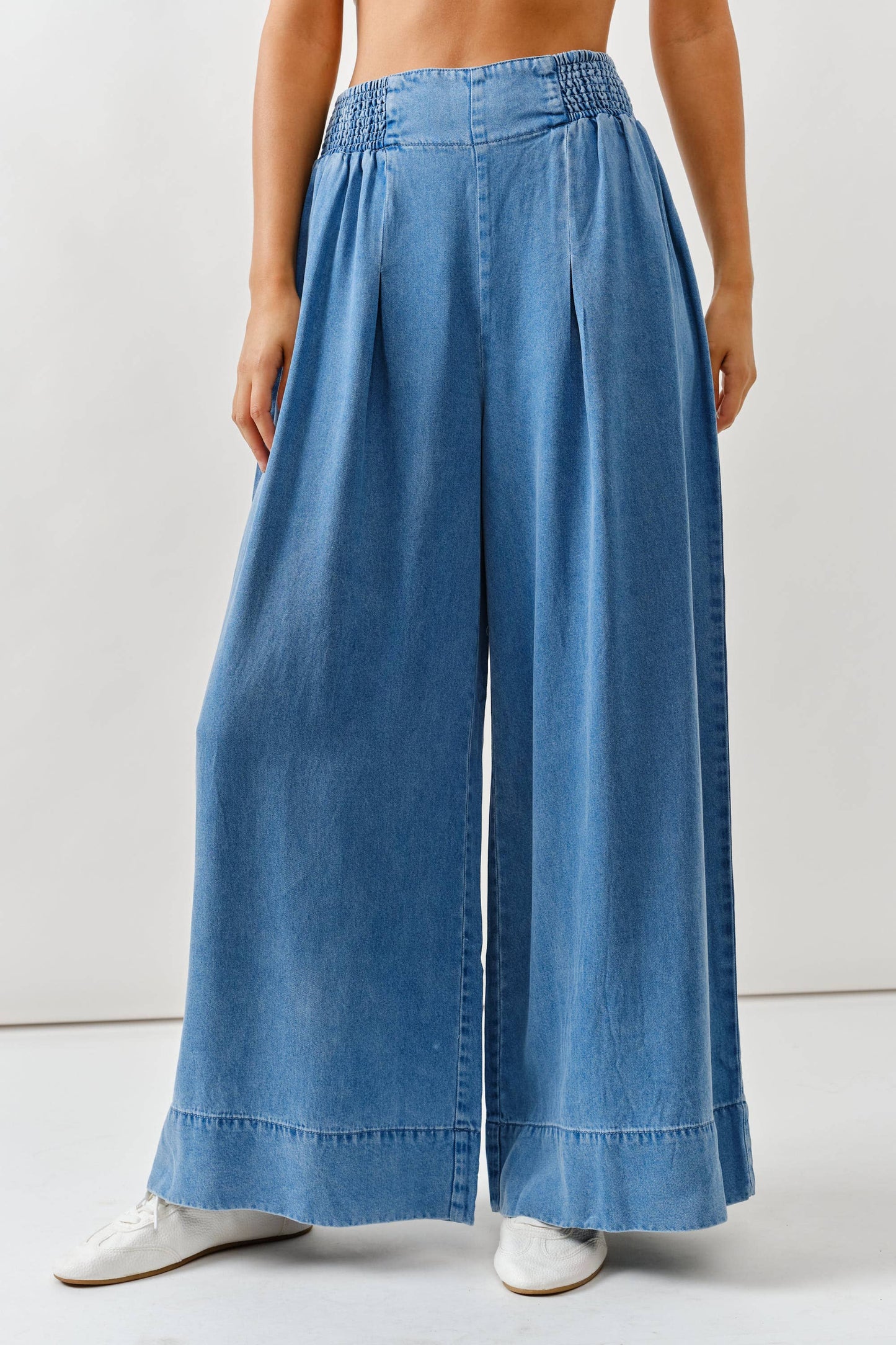Smocked Waist Super Soft Wide-Leg Pants