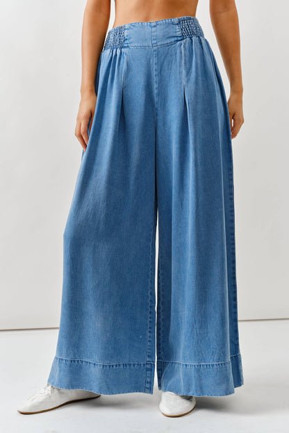 Smocked Waist Super Soft Wide-Leg Pants