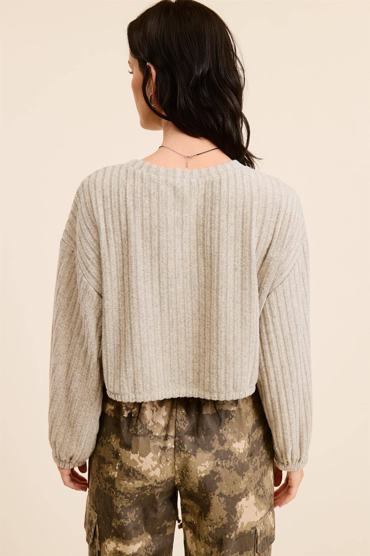 Soft Rib Top with Drawstring Hem