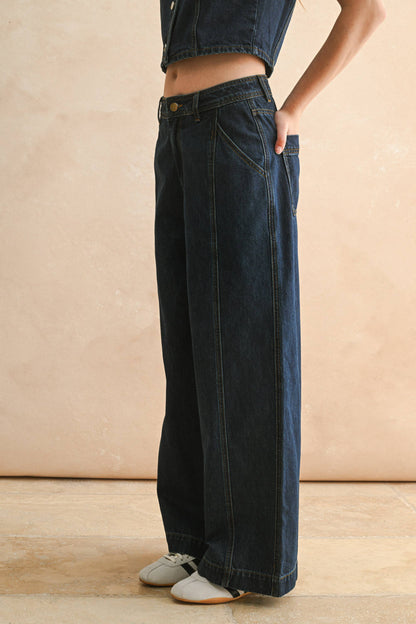 DARK DENIM WIDE LEG PANTS