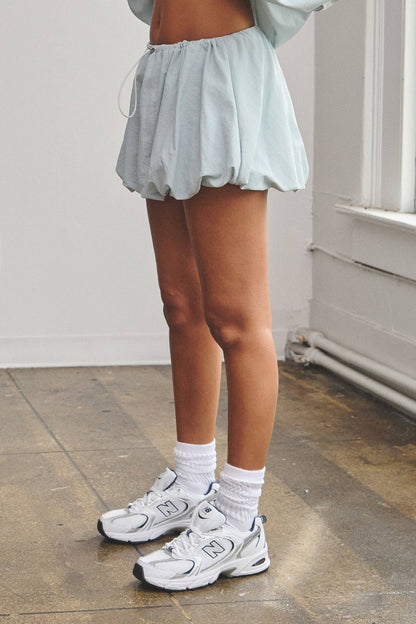 Oversize tracksuit jacket w/ bubble mini skort set