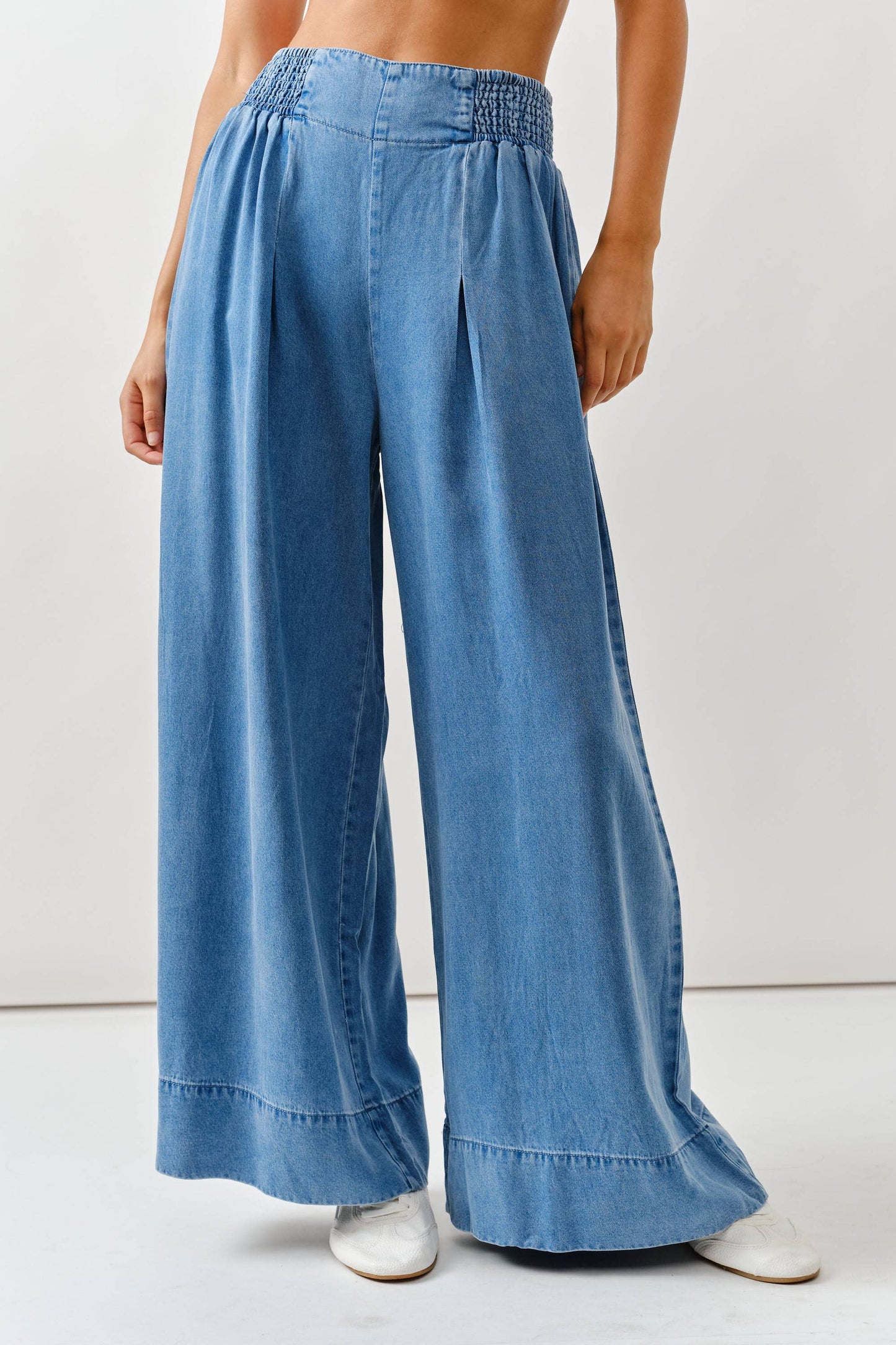 Smocked Waist Super Soft Wide-Leg Pants