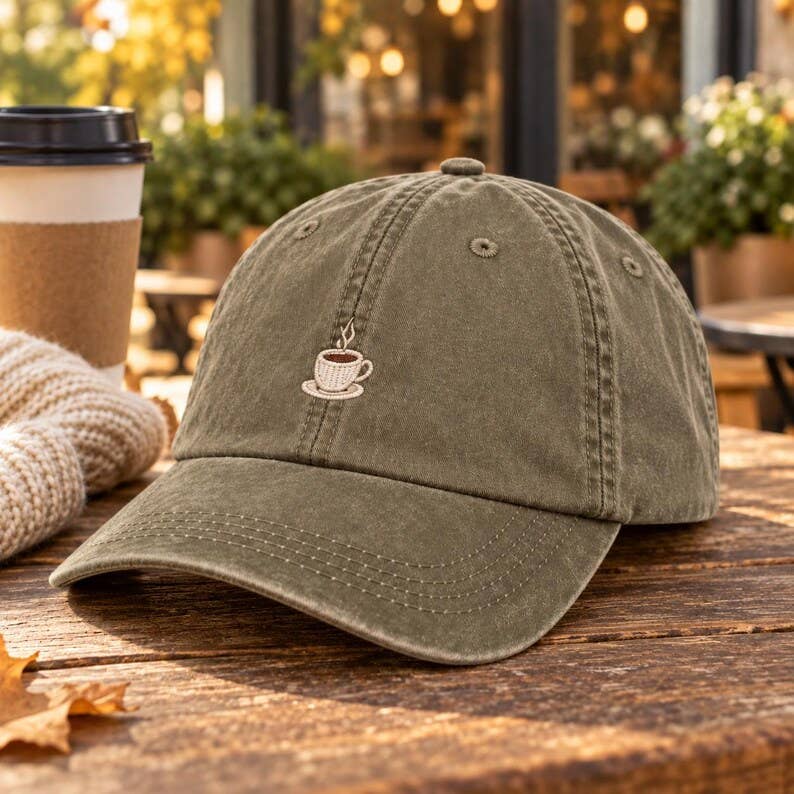 Coffee Cup Olive Dad Hat