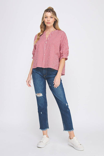Gingham Cotton Button Up