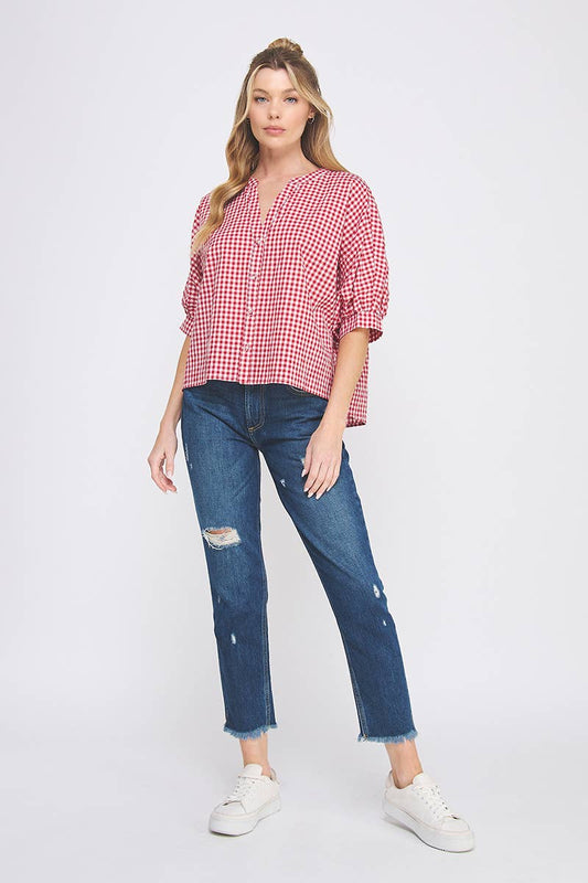 Gingham Cotton Button Up
