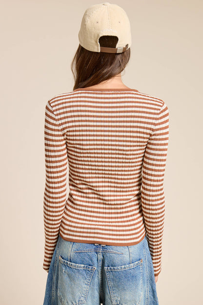 Ribbed Knit Striped Top