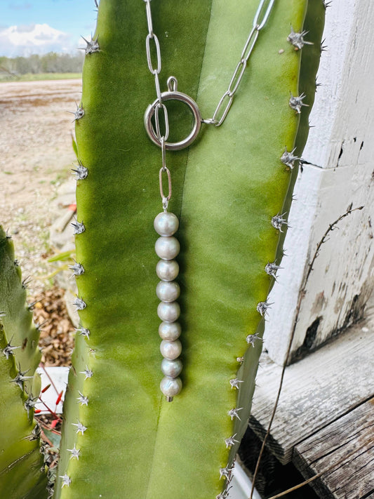 Silver Pearl Drop Necklace