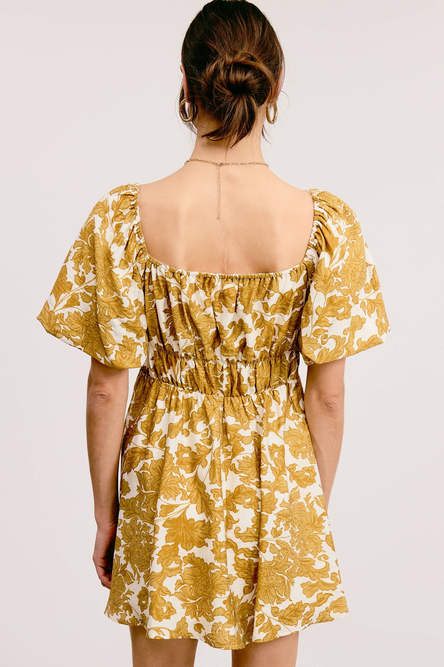 Floral Print Linen Mini Dress