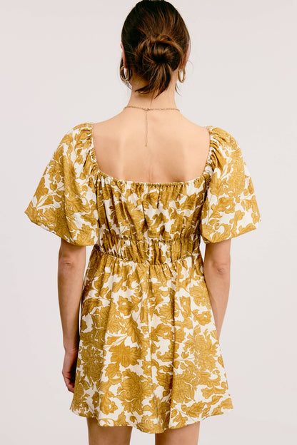 Floral Print Linen Mini Dress