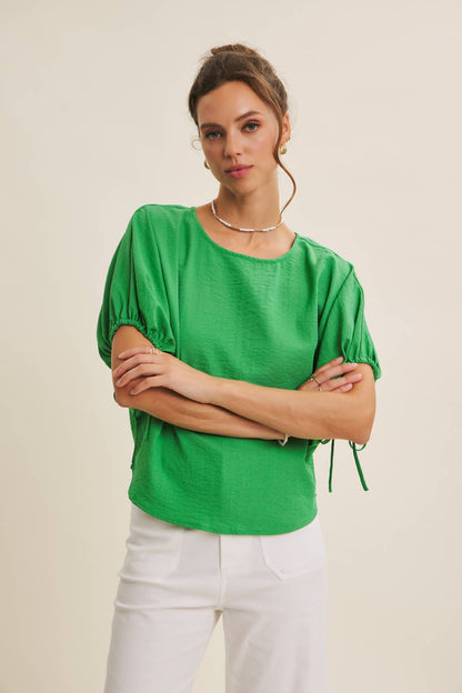 Crinkled Ruched Dolman Blouse