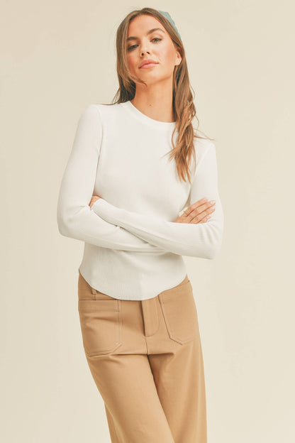 RIBBED LONG SLEEVE BASIC TOP