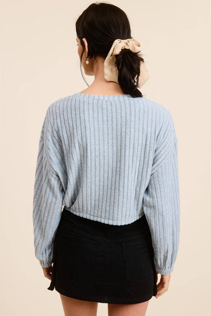 Soft Rib Top with Drawstring Hem