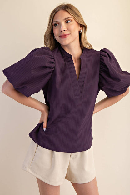 V-Neck Puff-Sleeve Top