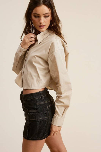 Classic Button-Down Cropped Shirt