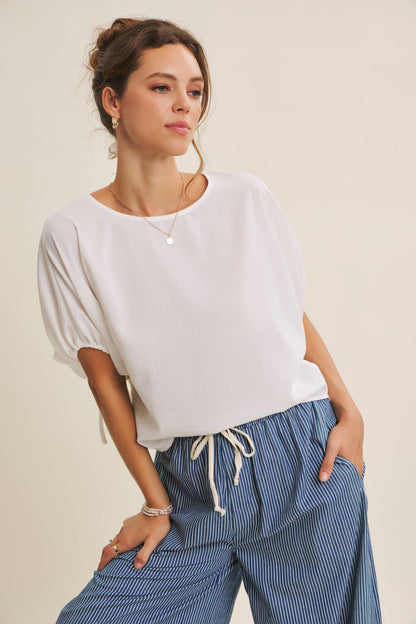 Crinkled Ruched Dolman Blouse