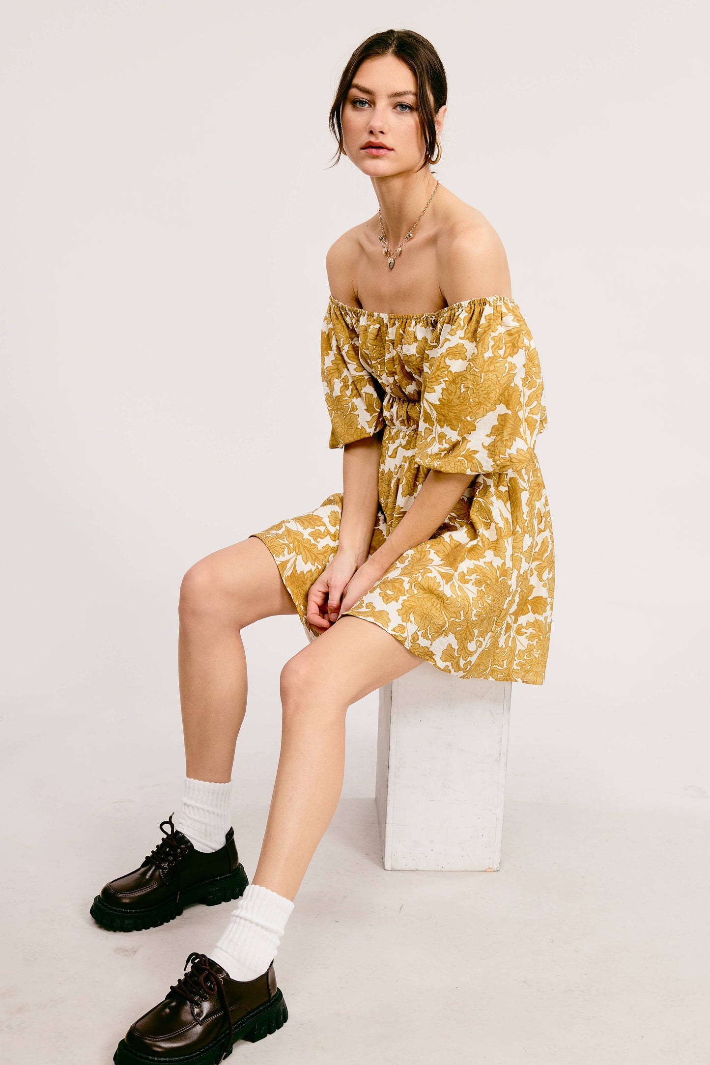 Floral Print Linen Mini Dress